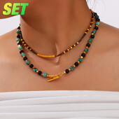 Set colier pentru femei portret din oțel inoxidabil colorat natură perle lanț cu margele bijuterii de lux petrecere cadou de nuntă