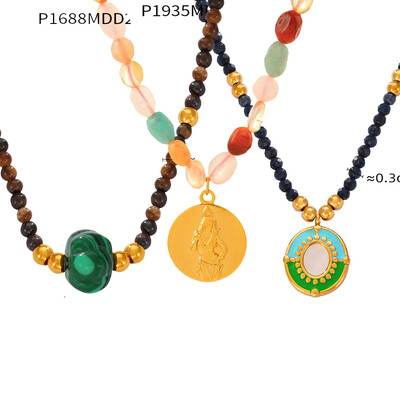 Set colier pentru femei portret din oțel inoxidabil colorat natură perle lanț cu margele bijuterii de lux petrecere cadou de nuntă