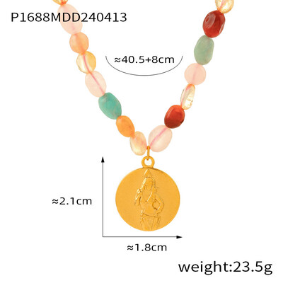 Set colier pentru femei portret din oțel inoxidabil colorat natură perle lanț cu margele bijuterii de lux petrecere cadou de nuntă
