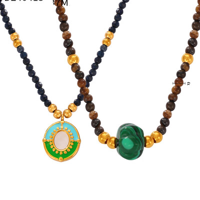 Set colier pentru femei portret din oțel inoxidabil colorat natură perle lanț cu margele bijuterii de lux petrecere cadou de nuntă