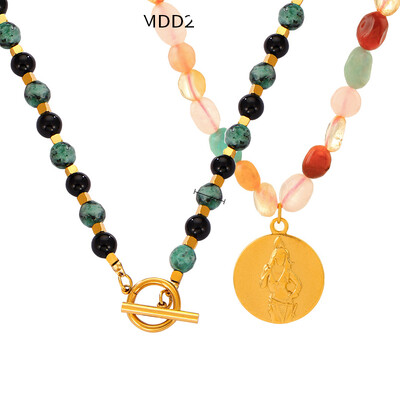 Set colier pentru femei portret din oțel inoxidabil colorat natură perle lanț cu margele bijuterii de lux petrecere cadou de nuntă