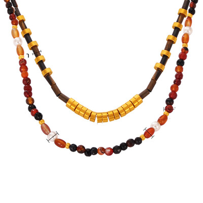 Set colier pentru femei portret din oțel inoxidabil colorat natură perle lanț cu margele bijuterii de lux petrecere cadou de nuntă