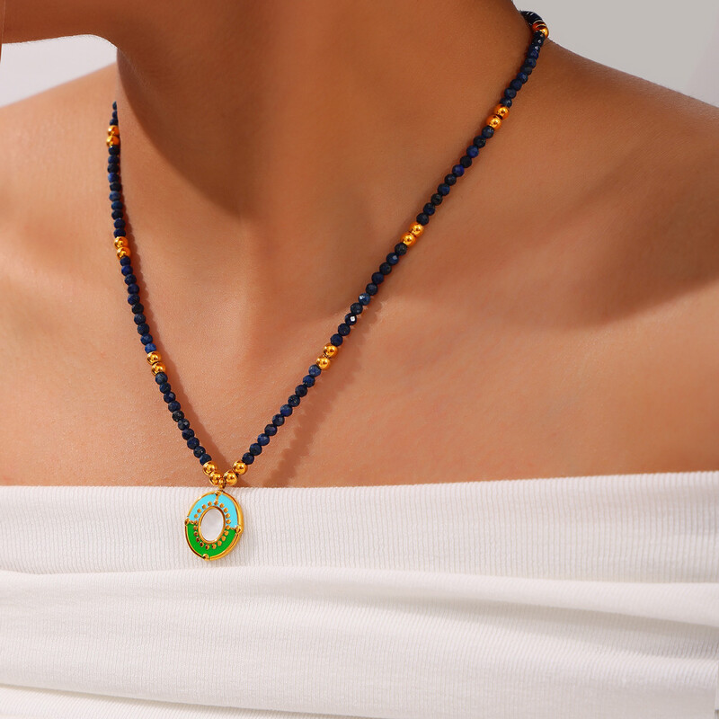 Set colier pentru femei portret din oțel inoxidabil colorat natură perle lanț cu margele bijuterii de lux petrecere cadou de nuntă