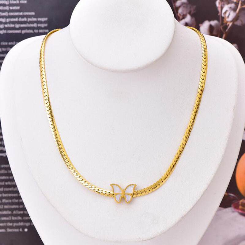 Πεταλούδα Τσόκερ Γυναικεία Αλυσίδα Σκουλαρίκια Κολιέ από ανοξείδωτο ατσάλι Βραχιόλι Kpop Κολιέ Κρεμαστό Νυφικό Σετ κοσμημάτων