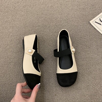 Jaunas Fortas Sieviešu Plakanas Kurpes Modes Sekla Sprādze Sieviešu Mīkstas Čības Pavasara Vasaras Pērļu Elastīga Josta Krāsaina Mary Jane Sneaker