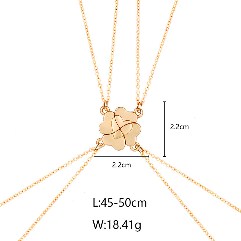Colier prietenie asortat magnetic Trifoi cu patru frunze Colier cel mai bun prieten Cadouri pentru fete Colier cu magnet BFF pentru 4 femei