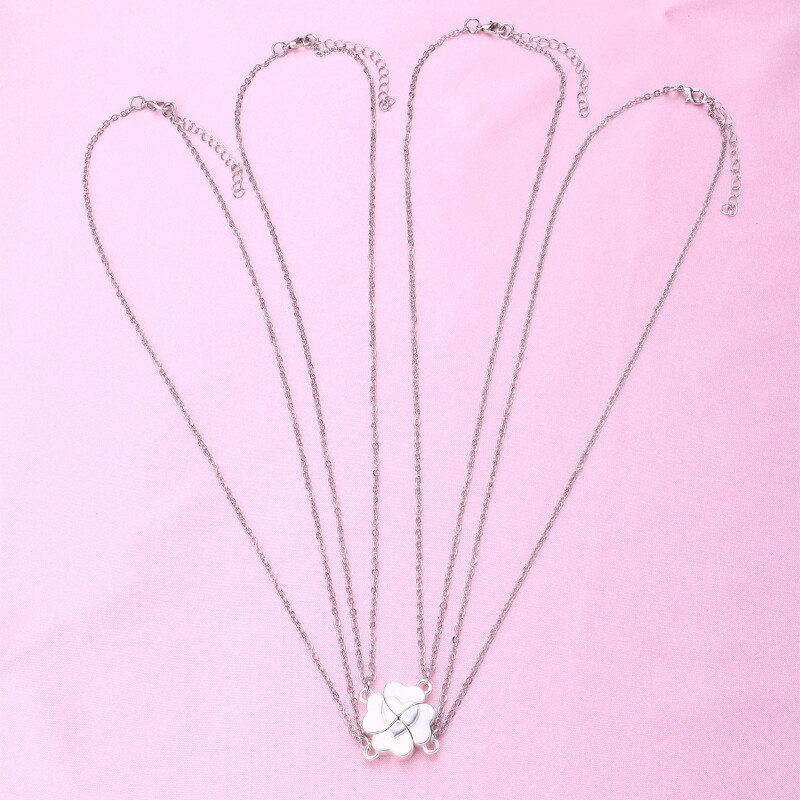 Colier prietenie asortat magnetic Trifoi cu patru frunze Colier cel mai bun prieten Cadouri pentru fete Colier cu magnet BFF pentru 4 femei