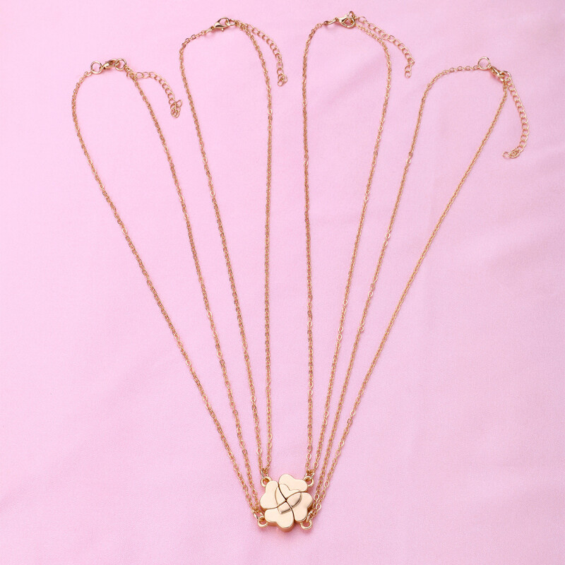 Colier prietenie asortat magnetic Trifoi cu patru frunze Colier cel mai bun prieten Cadouri pentru fete Colier cu magnet BFF pentru 4 femei