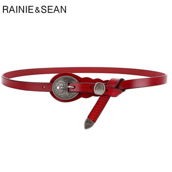 RAINIE SEAN Vintage Ζώνες για Γυναικείες Ζώνη Μέσης Cowskin Γνήσιο Δερμάτινο Καφέ Πριτσίνι Γυναικεία ζώνη υψηλής ποιότητας μάρκας 105cm 110cm 115cm