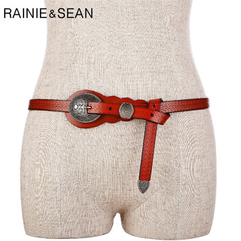 RAINIE SEAN Vintage Ζώνες για Γυναικείες Ζώνη Μέσης Cowskin Γνήσιο Δερμάτινο Καφέ Πριτσίνι Γυναικεία ζώνη υψηλής ποιότητας μάρκας 105cm 110cm 115cm