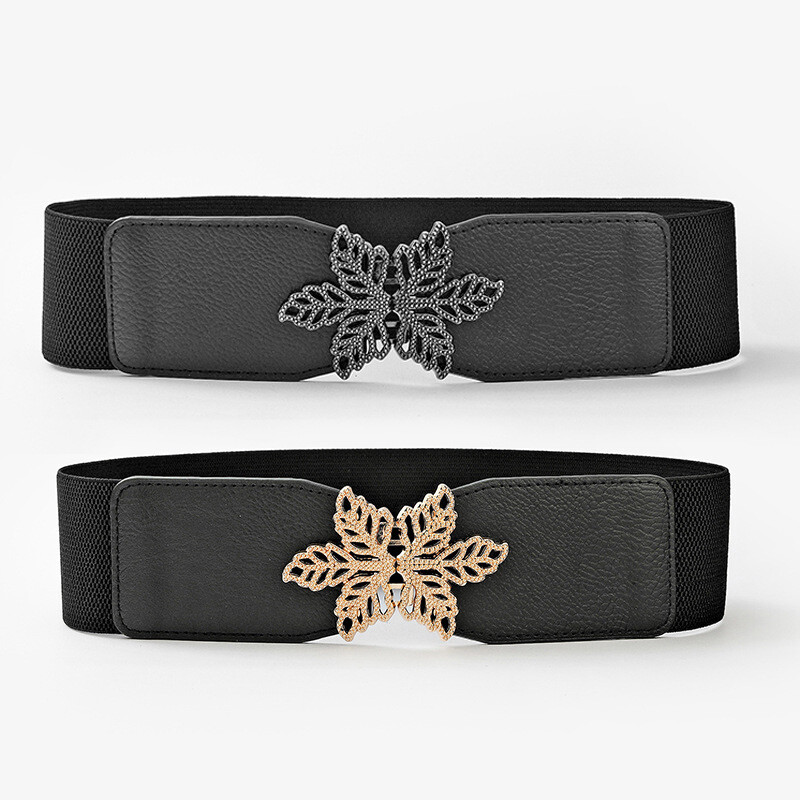 Vintage széles derék öv nőknek Retro Totem széles derékpánt rugalmas sztreccs ruha deréköv csatszíj női