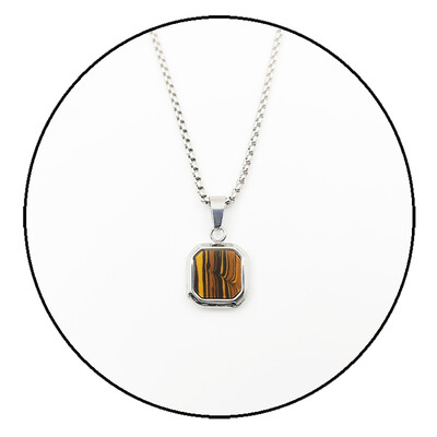 Divatos medálok férfiaknak rozsdamentes acél ékszerek Vintage négyzet alakú berakásos kő medál nyaklánc punk stílusú férfi ajándék