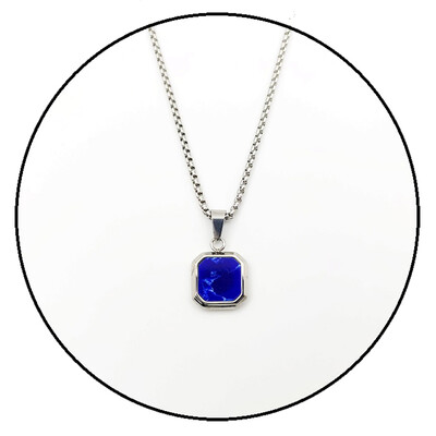 Divatos medálok férfiaknak rozsdamentes acél ékszerek Vintage négyzet alakú berakásos kő medál nyaklánc punk stílusú férfi ajándék