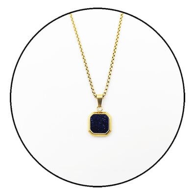 Divatos medálok férfiaknak rozsdamentes acél ékszerek Vintage négyzet alakú berakásos kő medál nyaklánc punk stílusú férfi ajándék