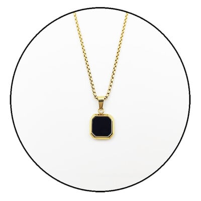 Divatos medálok férfiaknak rozsdamentes acél ékszerek Vintage négyzet alakú berakásos kő medál nyaklánc punk stílusú férfi ajándék