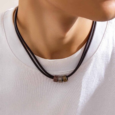 Vintage Pu ādas ar metāla krellēm Choker kaklarota vīriešiem Moderna apkakle uz kakla Aksesuāri 2023. gada modes rotaslietas, vīriešu dāvana