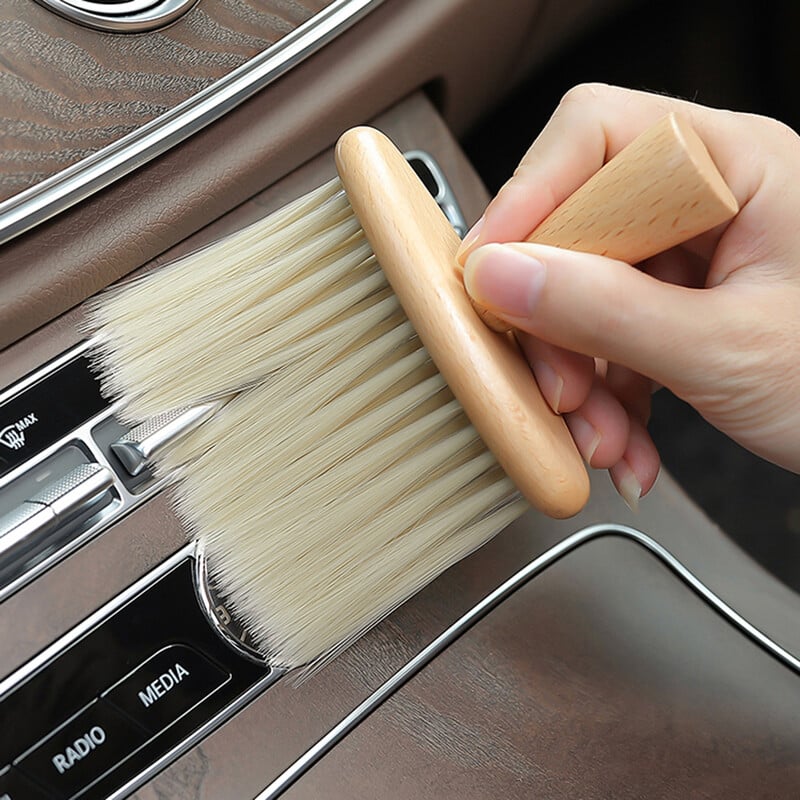 LULECI Beech auto õhu väljalaskeava puhastushari armatuurlaud Konditsioneer tolmupühkimistööriist Auto siseruumide kodukontori tolmuharjad