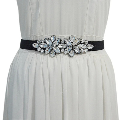 Női derékpántok Divatos, népszerű elasztikus strasszok berakásos dekoratív kristályok kis derékpánt páros ruhaöv