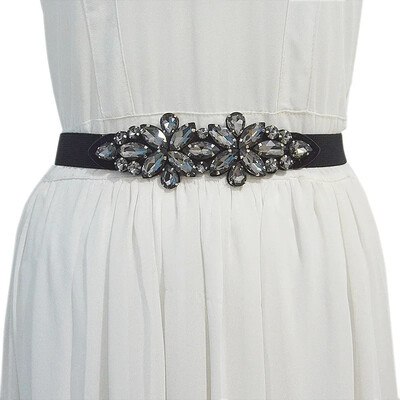 Női derékpántok Divatos, népszerű elasztikus strasszok berakásos dekoratív kristályok kis derékpánt páros ruhaöv