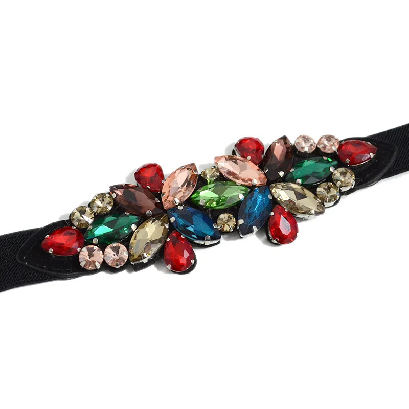 Női derékpántok Divatos, népszerű elasztikus strasszok berakásos dekoratív kristályok kis derékpánt páros ruhaöv