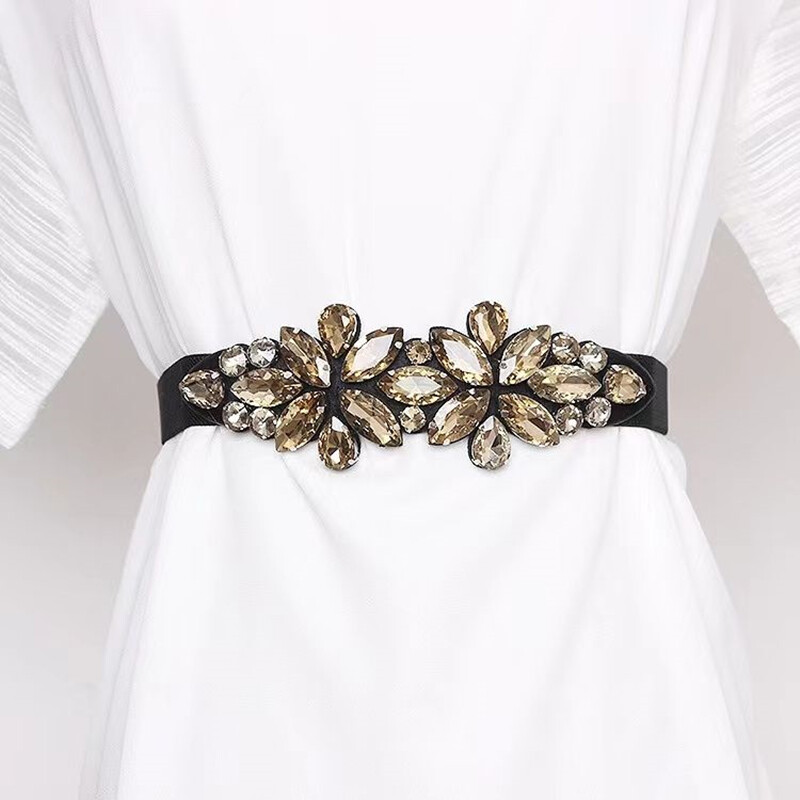Női derékpántok Divatos, népszerű elasztikus strasszok berakásos dekoratív kristályok kis derékpánt páros ruhaöv