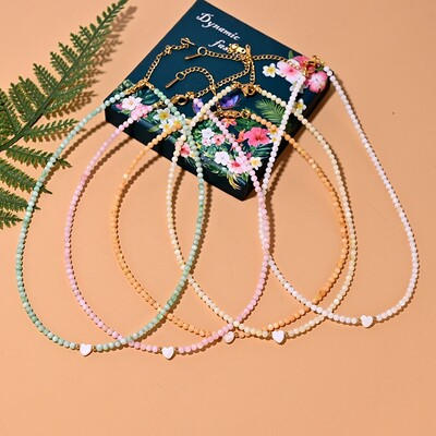 Перлени мъниста Сърце Choker Бижута от естествена черупка Подаръци Цветни мъниста Колие за жени Boho Летни колиета за тийнейджърки 1 бр.
