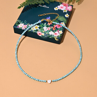 Pearl Beads Heart Choker Natural Shell ékszer ajándékok színes gyöngyös nyaklánc nőknek Boho nyári nyakláncok tini lányoknak 1db