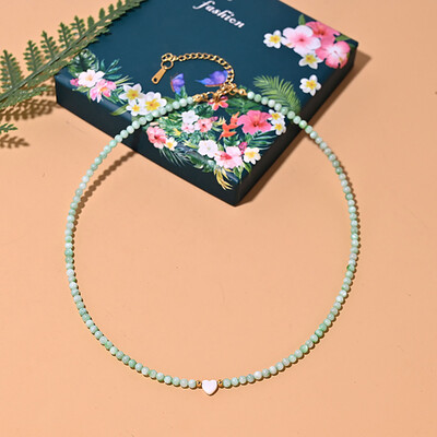Pearl Beads Heart Choker Natural Shell ékszer ajándékok színes gyöngyös nyaklánc nőknek Boho nyári nyakláncok tini lányoknak 1db