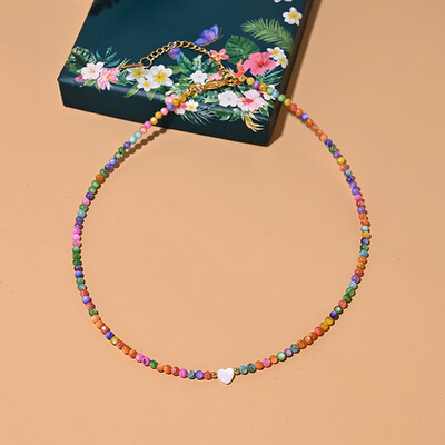 Pearl Beads Heart Choker Natural Shell ékszer ajándékok színes gyöngyös nyaklánc nőknek Boho nyári nyakláncok tini lányoknak 1db