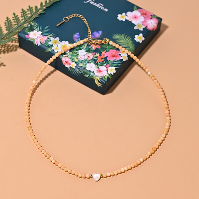 Pearl Beads Heart Choker Natural Shell ékszer ajándékok színes gyöngyös nyaklánc nőknek Boho nyári nyakláncok tini lányoknak 1db