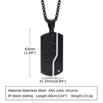 Κολιέ για άντρες από ανοξείδωτο ατσάλι με ένθετο ζιργκόν γεωμετρικό κρεμαστό μαύρο κολιέ μεταλλικό No Fade Anti Rust Κοσμήματα σχεδίασης μόδας