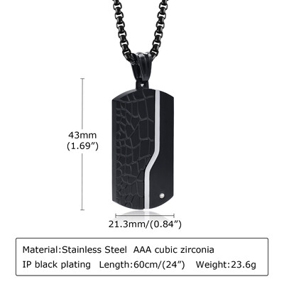Ogrlica za muškarce Geometrijski privjesak s umetkom od cirkona od nehrđajućeg čelika, crna ogrlica, metalna ogrlica koja ne blijedi, modni dizajn nakita protiv hrđe