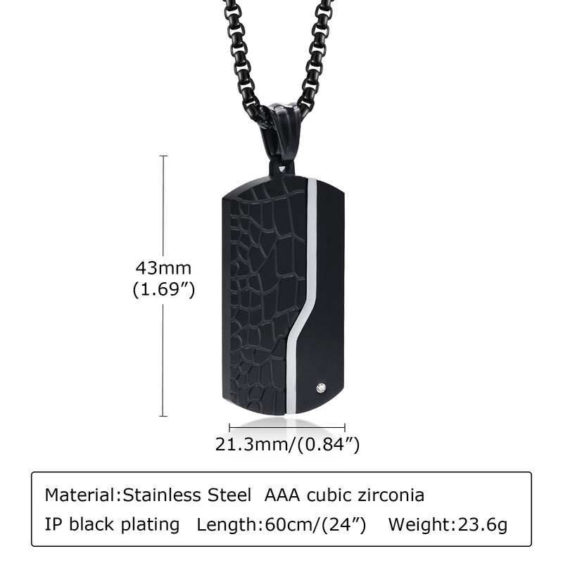 Ogrlica za muškarce Geometrijski privjesak s umetkom od cirkona od nehrđajućeg čelika, crna ogrlica, metalna ogrlica koja ne blijedi, modni dizajn nakita protiv hrđe