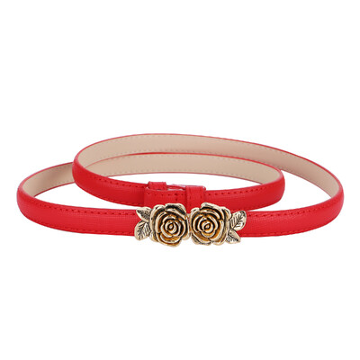 Valódi bőr női bőr öv Sokoldalú dekoratív ruha, rózsa alakú húzógomb inggel és öltönyös kis öv nőknek