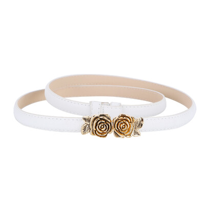 Valódi bőr női bőr öv Sokoldalú dekoratív ruha, rózsa alakú húzógomb inggel és öltönyös kis öv nőknek