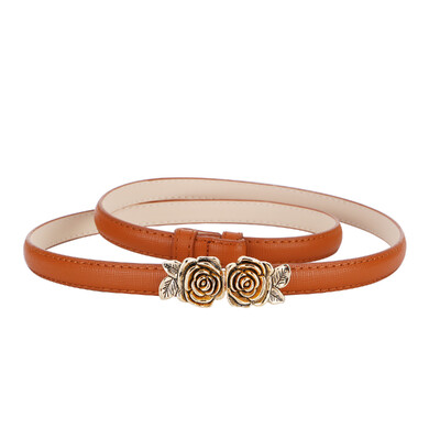 Valódi bőr női bőr öv Sokoldalú dekoratív ruha, rózsa alakú húzógomb inggel és öltönyös kis öv nőknek