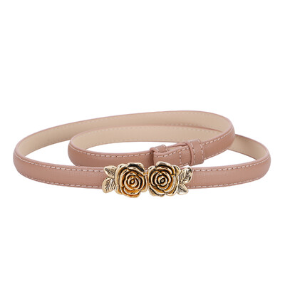 Valódi bőr női bőr öv Sokoldalú dekoratív ruha, rózsa alakú húzógomb inggel és öltönyös kis öv nőknek