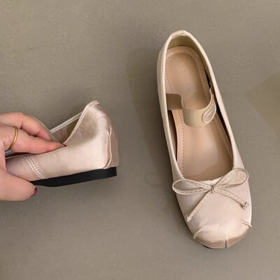Módne balerínky, dámske baletné topánky s okrúhlou špičkou a klinovým podpätkom, značkové topánky Mary Janes, plytké balerínky, mäkké mokasíny, ženy