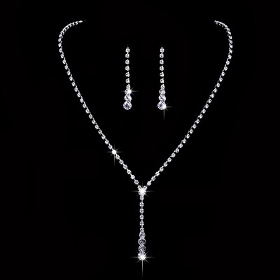 2 buc Bijuterii pentru femei Set de colier cu strasuri Colier de cercei vintage francez pentru mireasa Accesorii foto de nunta pentru cadouri pentru domnisoare de onoare