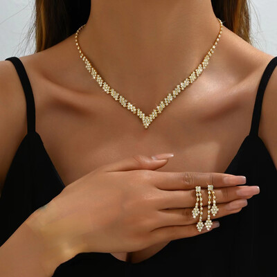 2 komada ženskog nakita Set ogrlica sa vještačkim dijamantima Francuski vintage naušnice Ogrlica Mladenka Dodaci za fotografije vjenčanja za djeveruše Darovi