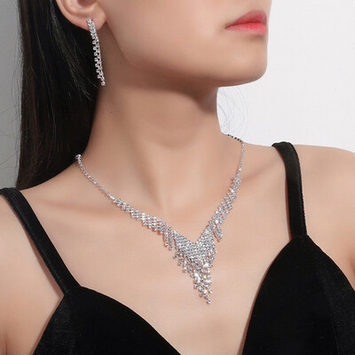 2 komada ženskog nakita Set ogrlica sa vještačkim dijamantima Francuski vintage naušnice Ogrlica Mladenka Dodaci za fotografije vjenčanja za djeveruše Darovi