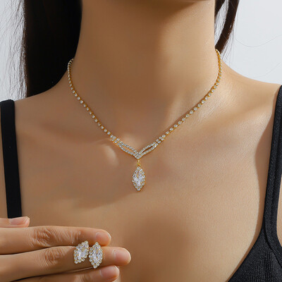 2 komada ženskog nakita Set ogrlica sa vještačkim dijamantima Francuski vintage naušnice Ogrlica Mladenka Dodaci za fotografije vjenčanja za djeveruše Darovi