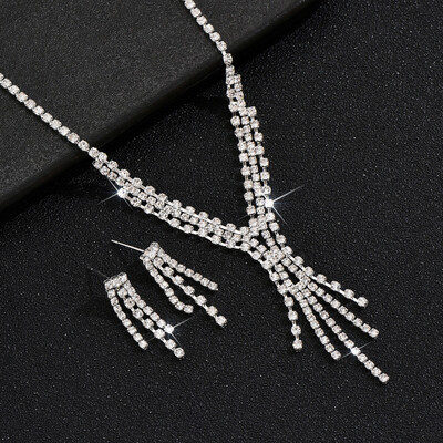 2 komada ženskog nakita Set ogrlica sa vještačkim dijamantima Francuski vintage naušnice Ogrlica Mladenka Dodaci za fotografije vjenčanja za djeveruše Darovi