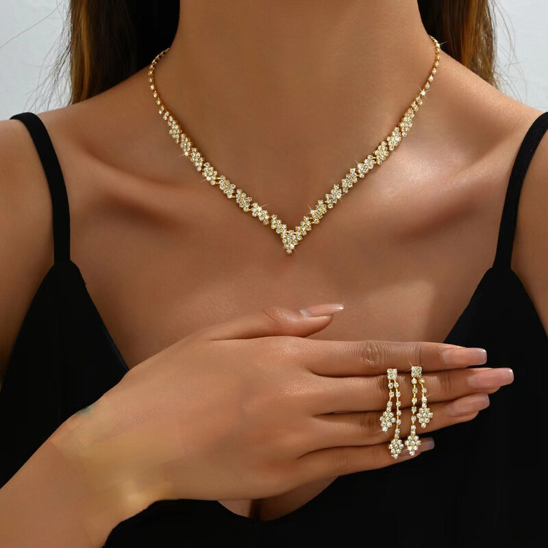 2 komada ženskog nakita Set ogrlica sa vještačkim dijamantima Francuski vintage naušnice Ogrlica Mladenka Dodaci za fotografije vjenčanja za djeveruše Darovi