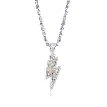 Crystal Charm Колие Shine Full Zircon Lightning Колие за жени Мъже Iced Out Chain Хип-хоп парти бижута Аксесоари