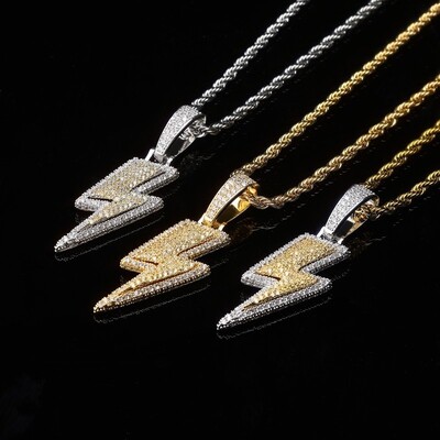 Crystal Charm Necklace Shine Full Circon Lightning Kaklarota sievietēm Vīriešiem Iced Out Chain Hip Hop Party Juvelierizstrādājumu aksesuāri