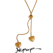Yhpup Inimă pandantiv lung din oțel inoxidabil de culoare aurie tip extras colier rezistent la rugină bijuterii coreene la modă Bijoux Femme