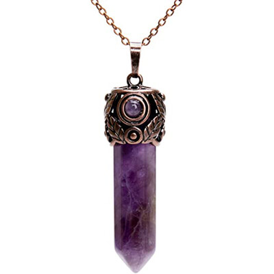 Ametiste naturale Reiki Arborele Vieții Hexagon Inimă Sârmă Înfășurată Pandantiv Cerc Gogoașă împletită Colier lucrat manual Femei Bărbați Bijuterii