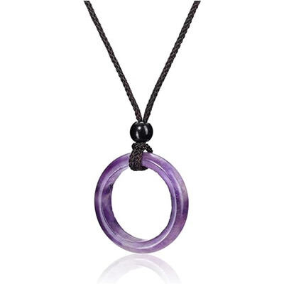 Ametiste naturale Reiki Arborele Vieții Hexagon Inimă Sârmă Înfășurată Pandantiv Cerc Gogoașă împletită Colier lucrat manual Femei Bărbați Bijuterii