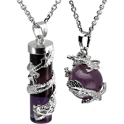 Ametiste naturale Reiki Arborele Vieții Hexagon Inimă Sârmă Înfășurată Pandantiv Cerc Gogoașă împletită Colier lucrat manual Femei Bărbați Bijuterii